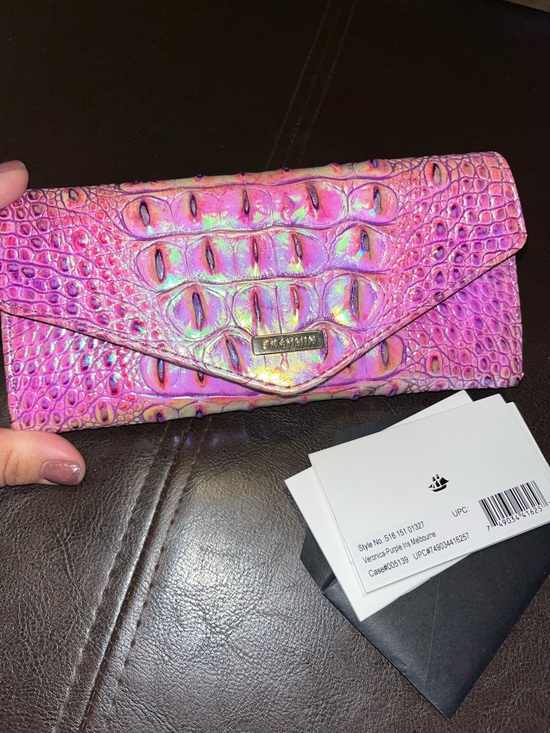 Brahmin Handbags - Brahmin Pink Iridescent Croc-Embossed Envelope Clutch wallet